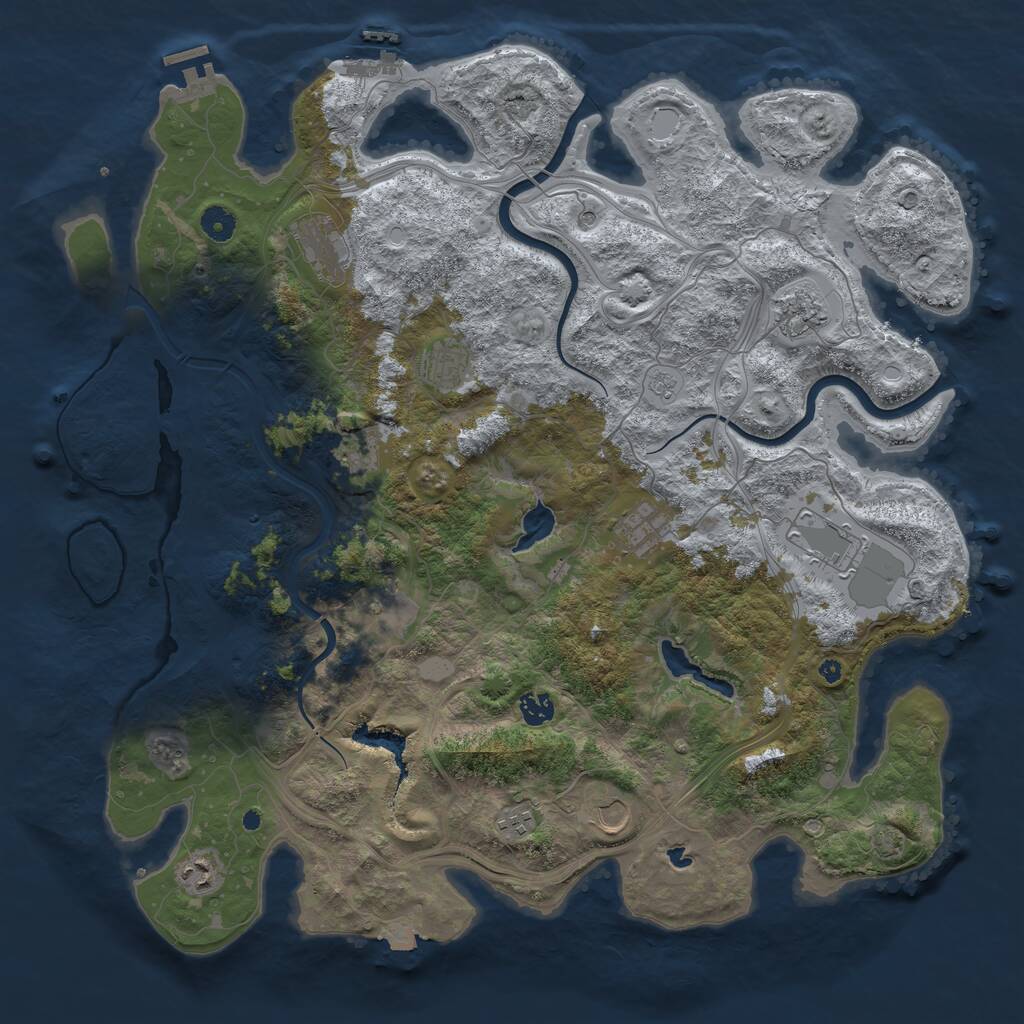 Rust Map: Procedural Map, Size: 4500, Seed: 493464965, 17 Monuments