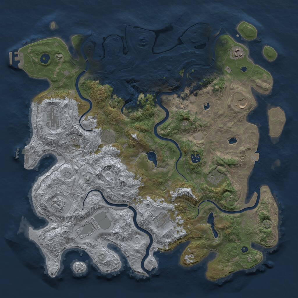 Rust Map: Procedural Map, Size: 4500, Seed: 109419575, 16 Monuments