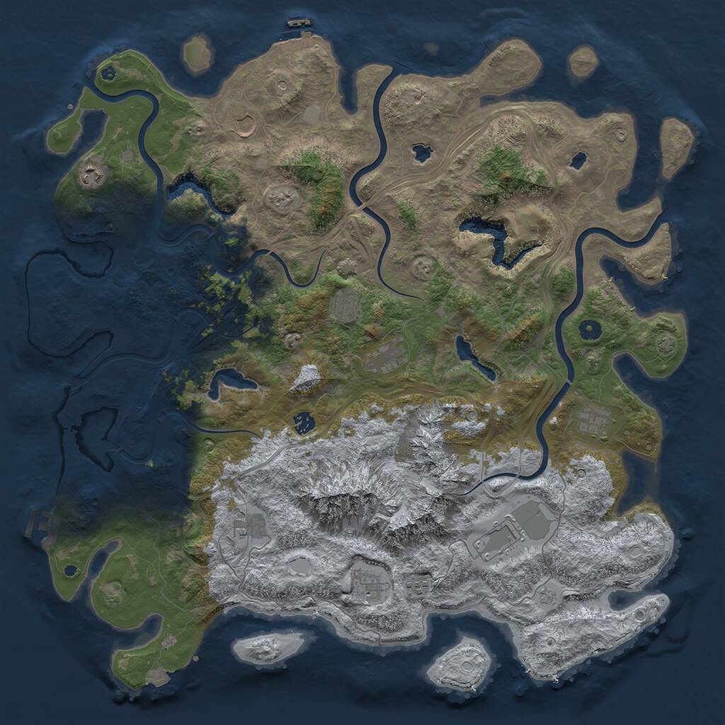 Rust Map: Procedural Map, Size: 5000, Seed: 1899332434, 16 Monuments