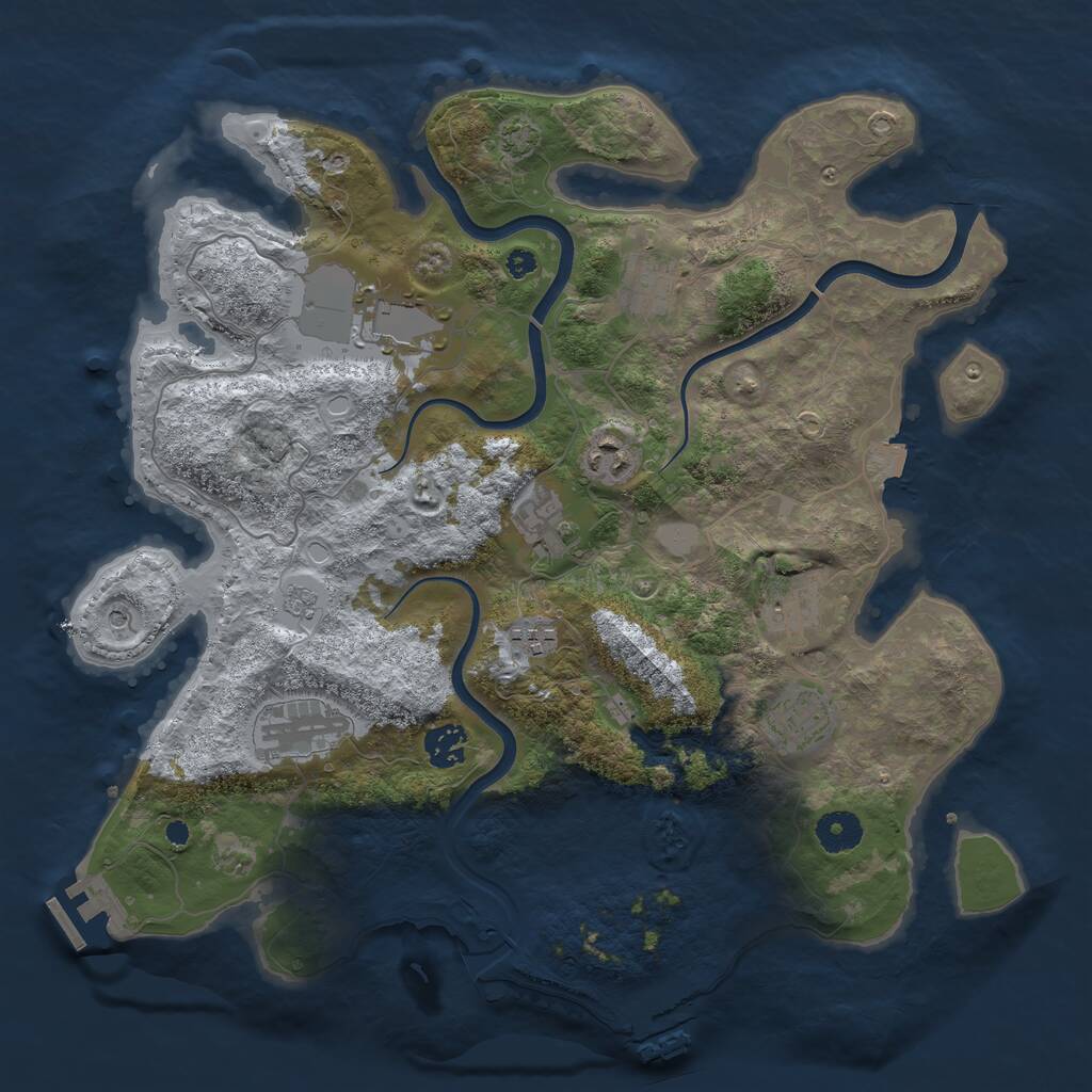 Rust Map: Procedural Map, Size: 3750, Seed: 1949395519, 15 Monuments