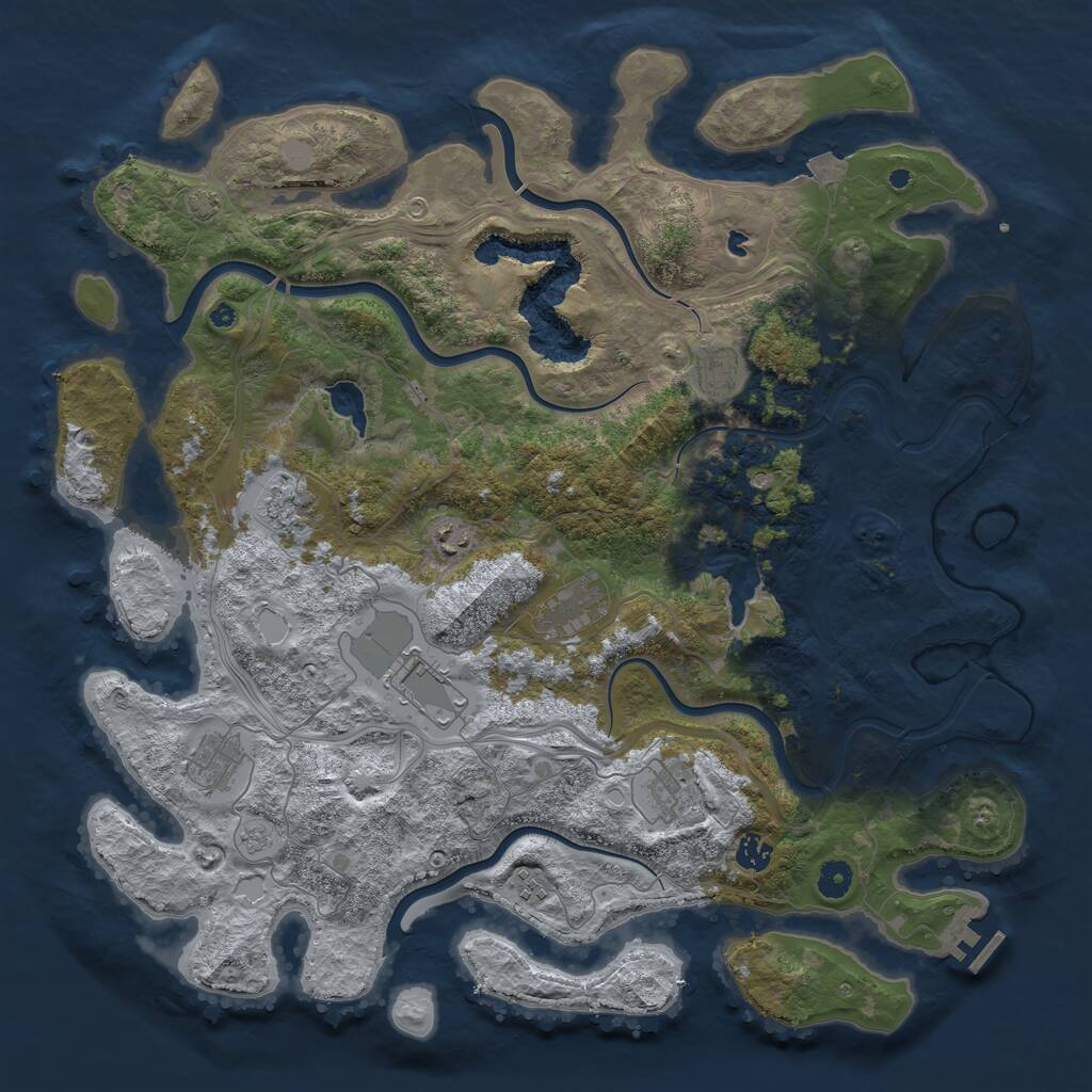 Rust Map: Procedural Map, Size: 4500, Seed: 70960646, 14 Monuments