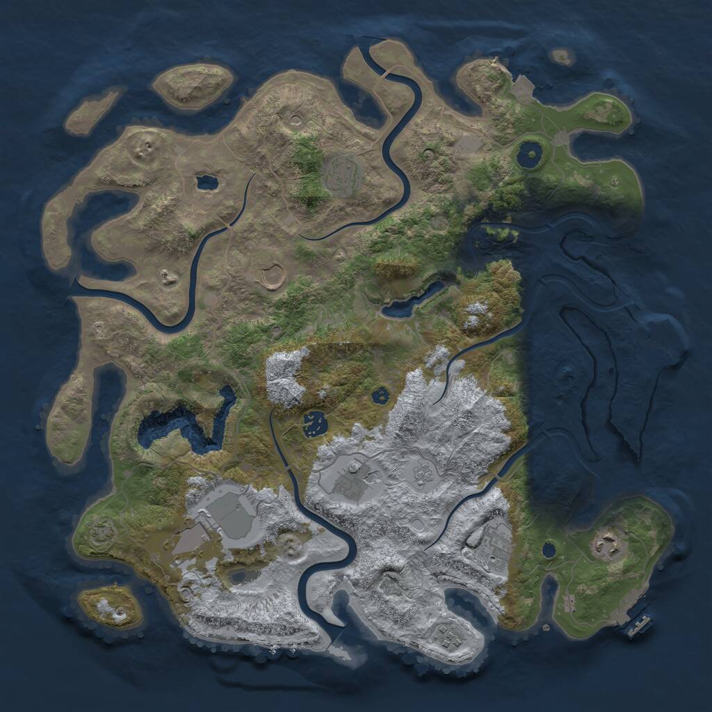 Rust Map: Procedural Map, Size: 4096, Seed: 690979566, 14 Monuments