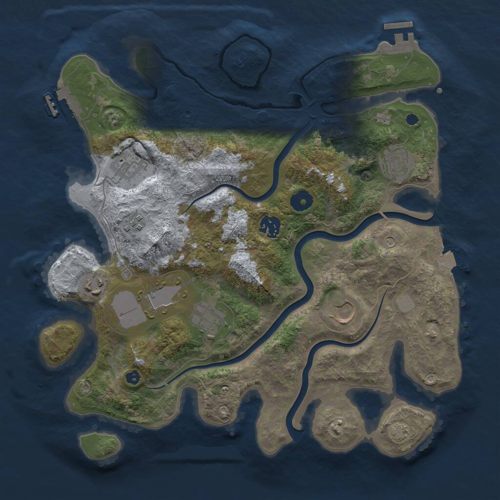 Rust Map: Procedural Map, Size: 3500, Seed: 60812244, 13 Monuments