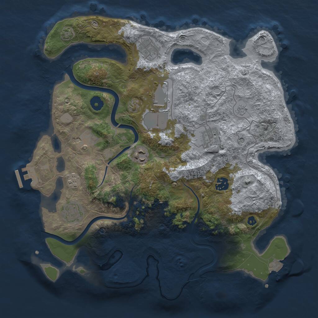 Rust Map: Procedural Map, Size: 3500, Seed: 1833932547, 13 Monuments