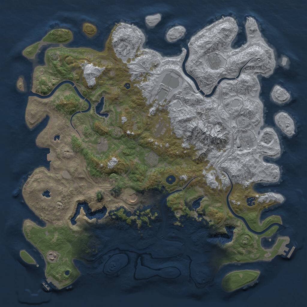 Rust Map: Procedural Map, Size: 5000, Seed: 582462110, 17 Monuments