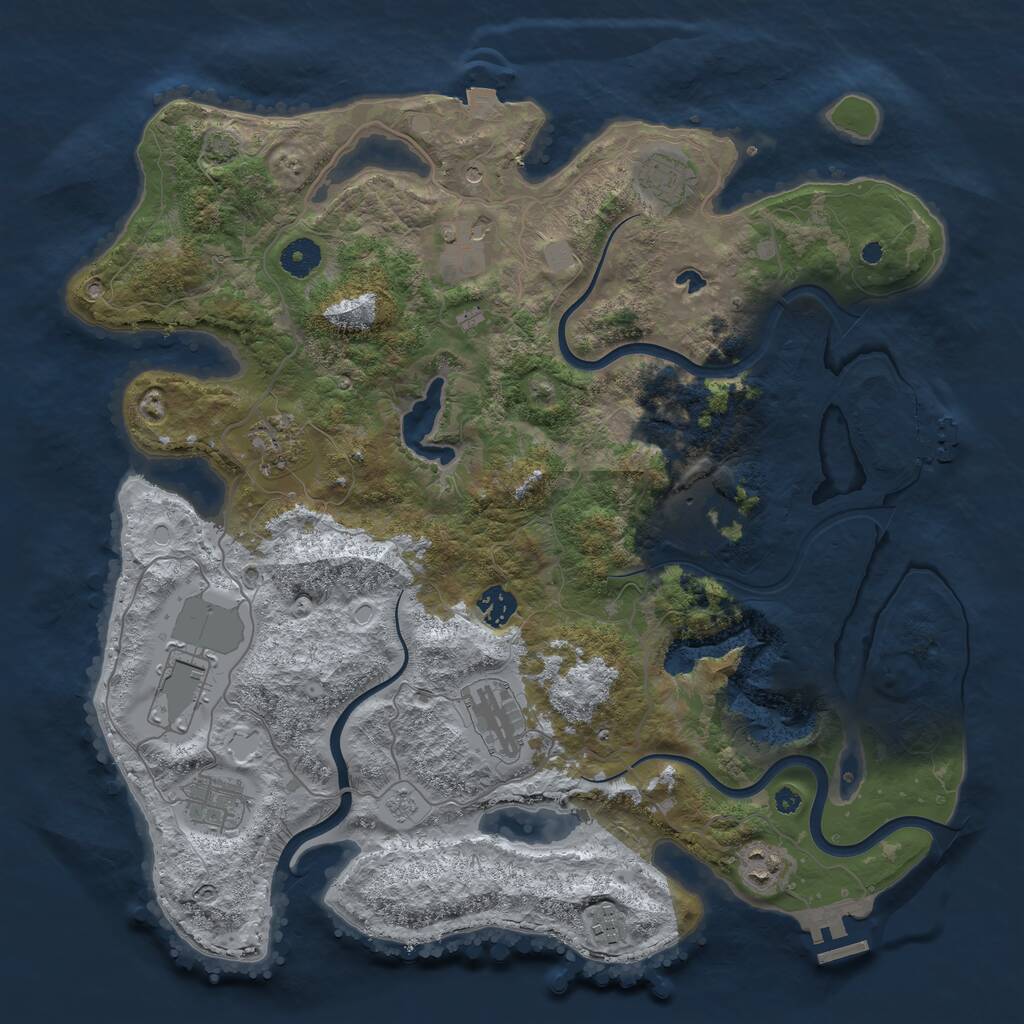 Rust Map: Procedural Map, Size: 4000, Seed: 1962107697, 16 Monuments
