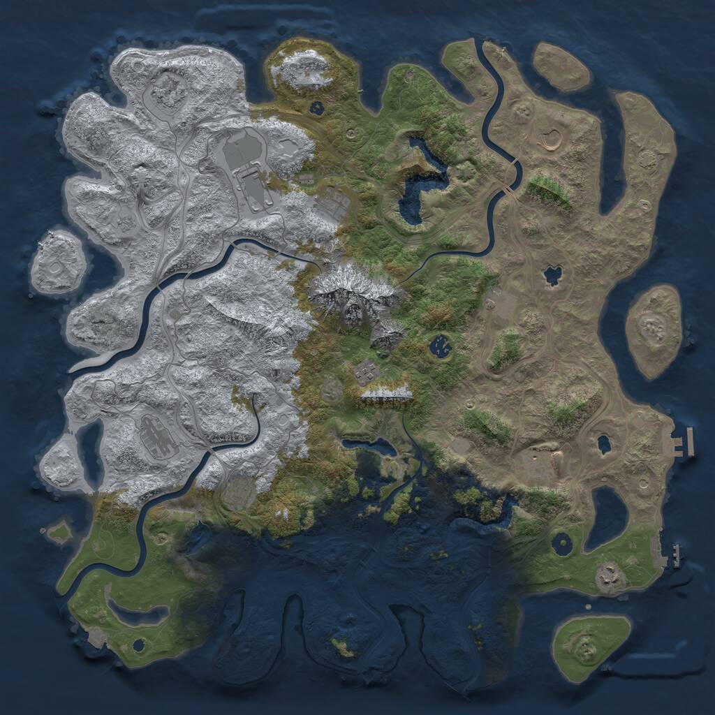 Rust Map: Procedural Map, Size: 5000, Seed: 91675139, 17 Monuments