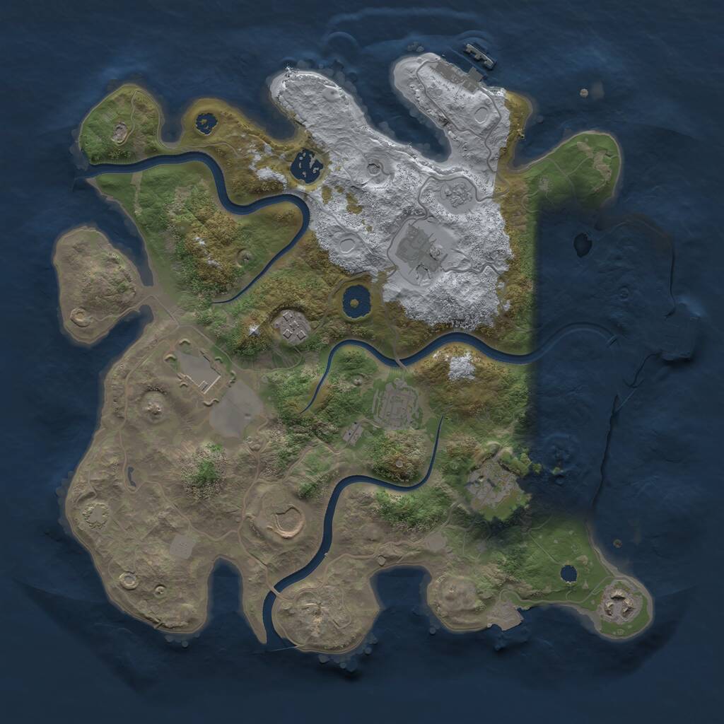 Rust Map: Procedural Map, Size: 3500, Seed: 1809155533, 14 Monuments