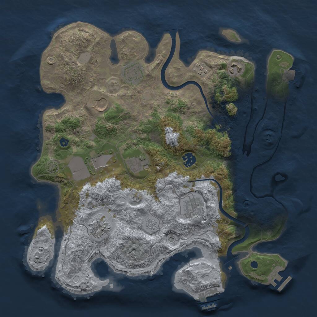 Rust Map: Procedural Map, Size: 3500, Seed: 593336867, 15 Monuments