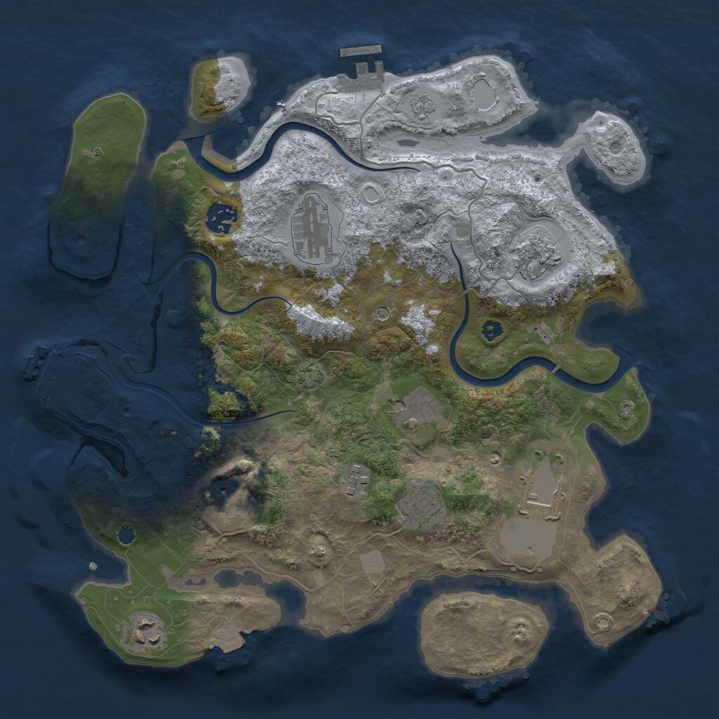 Rust Map: Procedural Map, Size: 3500, Seed: 1208042418, 15 Monuments