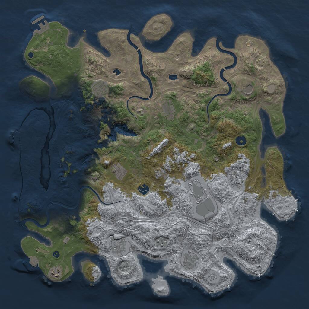 Rust Map: Procedural Map, Size: 4500, Seed: 1903710281, 17 Monuments