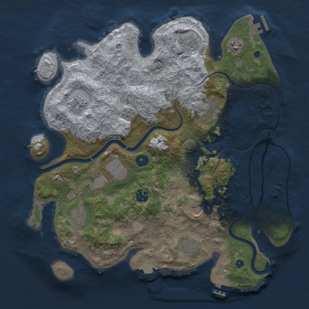 Rust Map: Procedural Map, Size: 3800, Seed: 84635168, 16 Monuments