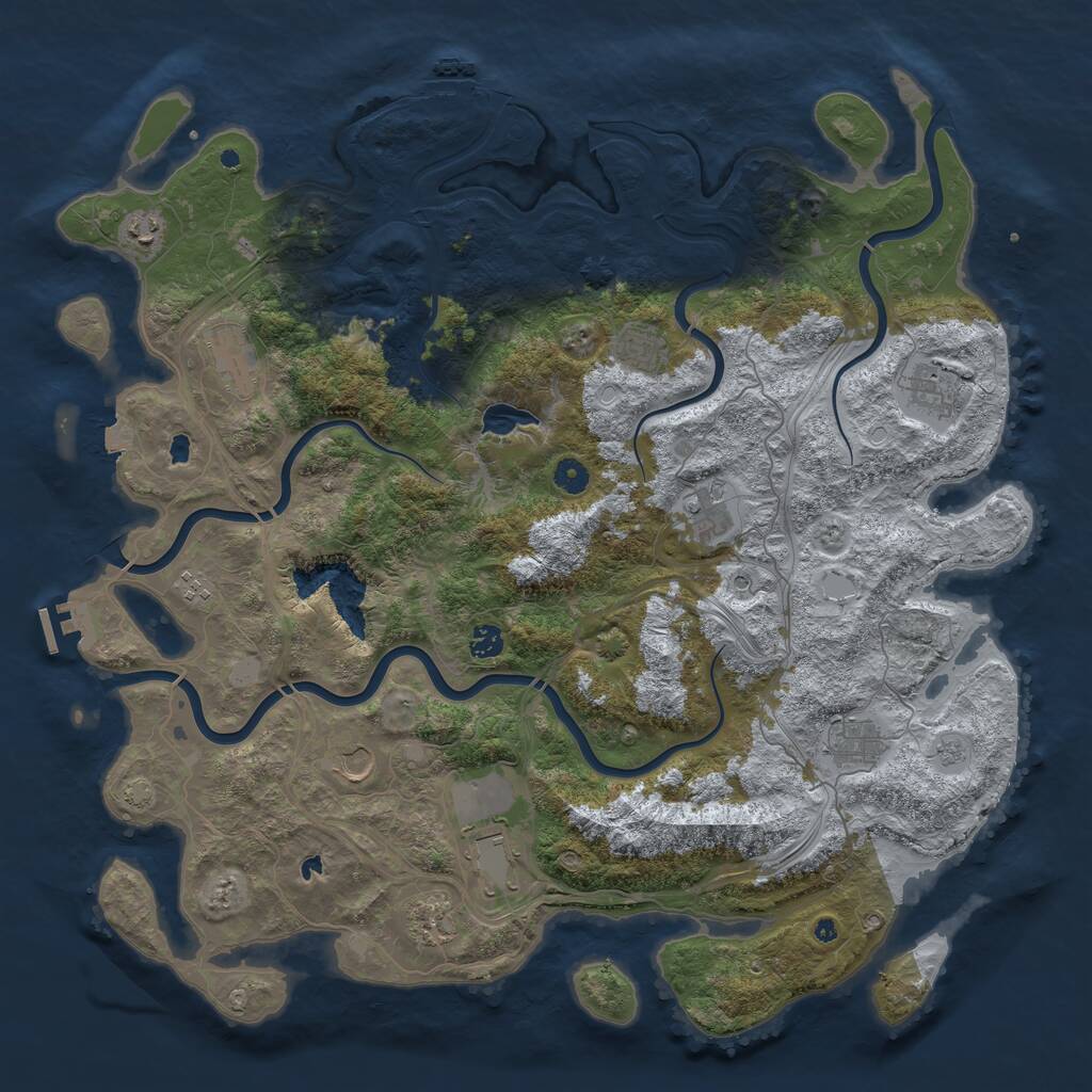 Rust Map: Procedural Map, Size: 4750, Seed: 1911457353, 17 Monuments