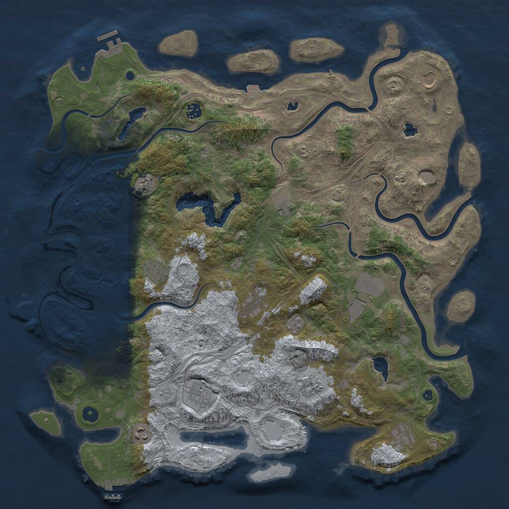 Rust Map: Procedural Map, Size: 4800, Seed: 128391690, 17 Monuments