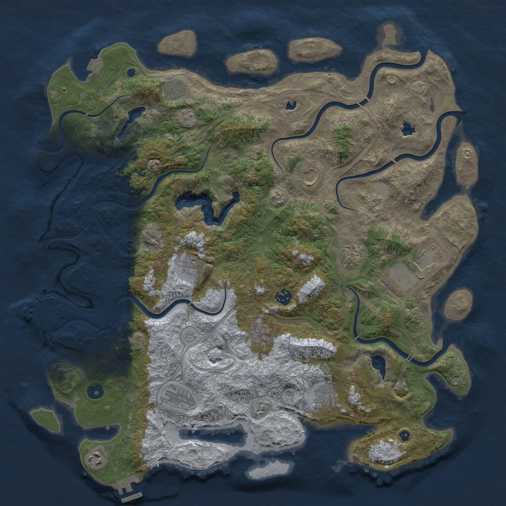 Rust Map: Procedural Map, Size: 4800, Seed: 128391690, 17 Monuments