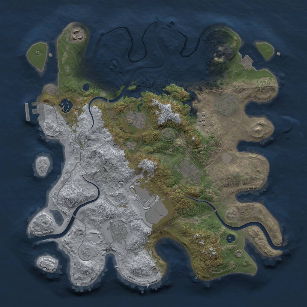 Rust Map: Procedural Map, Size: 3500, Seed: 621794354, 13 Monuments