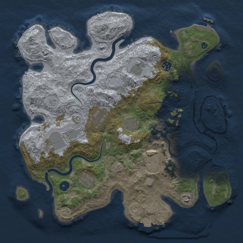 Rust Map: Procedural Map, Size: 3750, Seed: 690019858, 14 Monuments