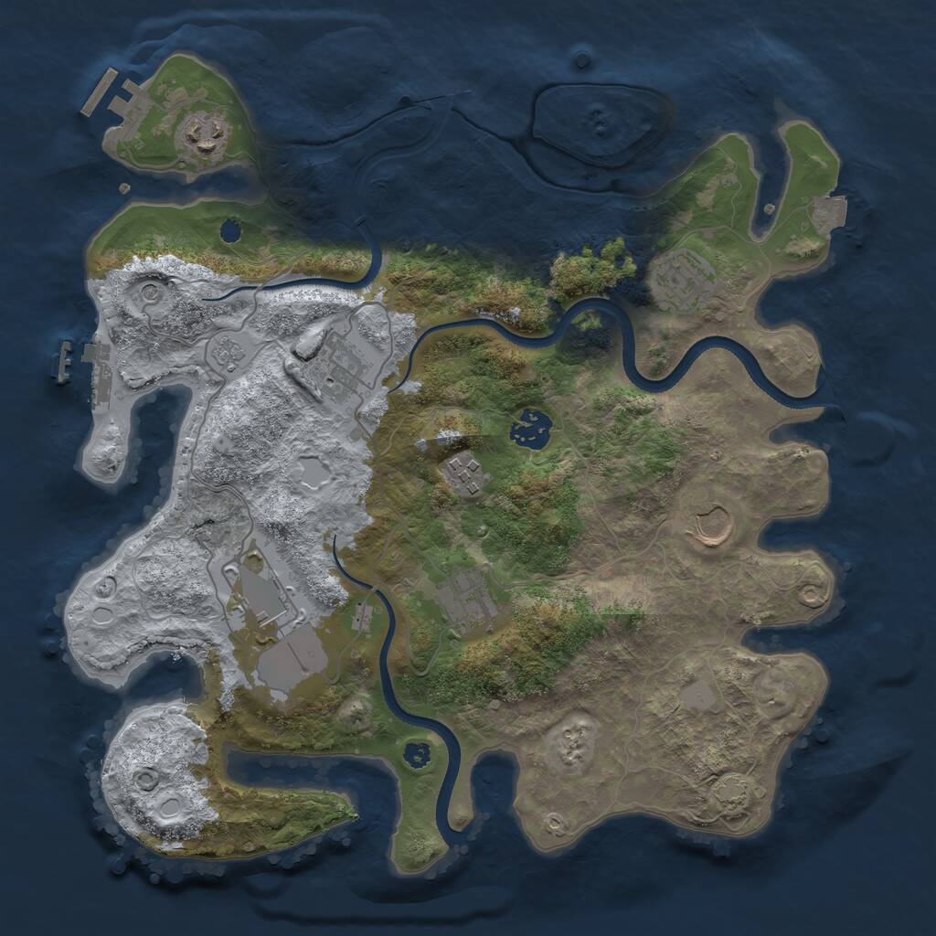 Rust Map: Procedural Map, Size: 3500, Seed: 992077664, 14 Monuments