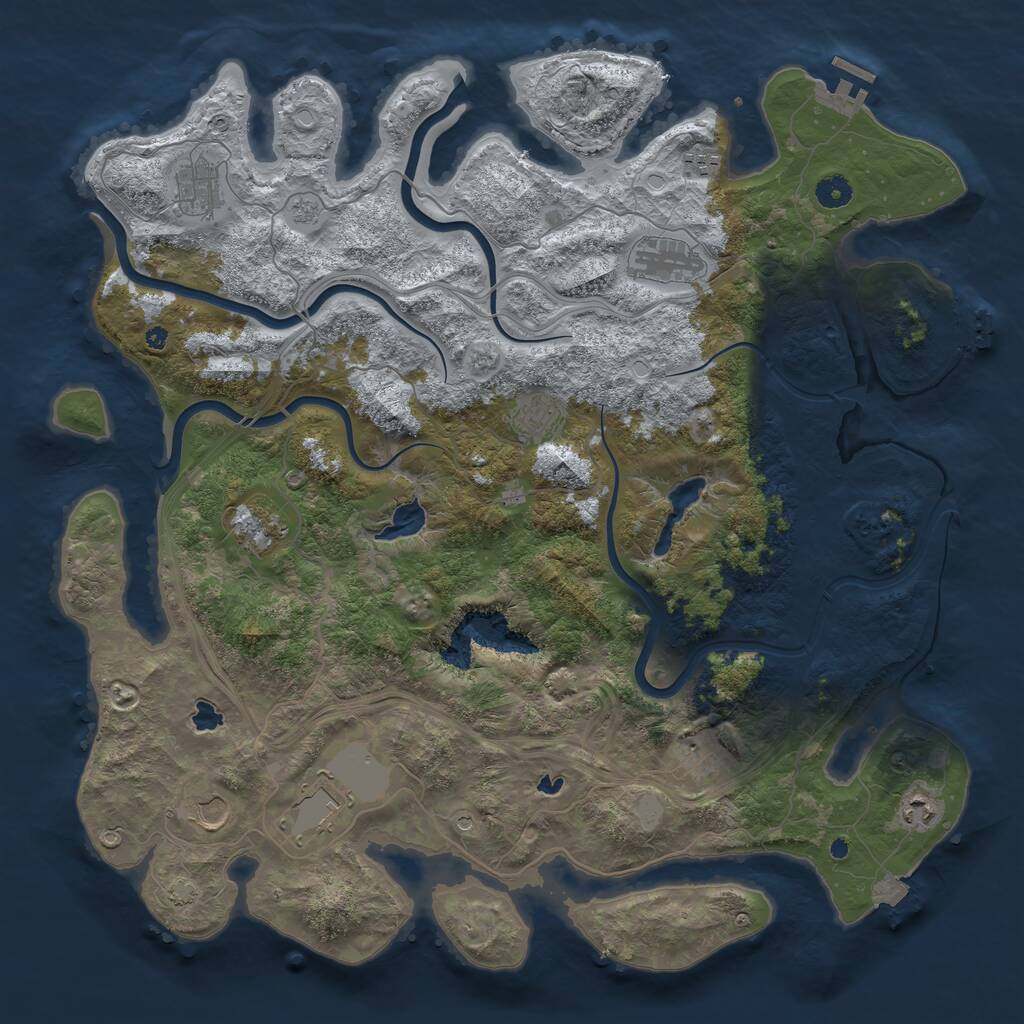 Rust Map: Procedural Map, Size: 4500, Seed: 99087253, 15 Monuments