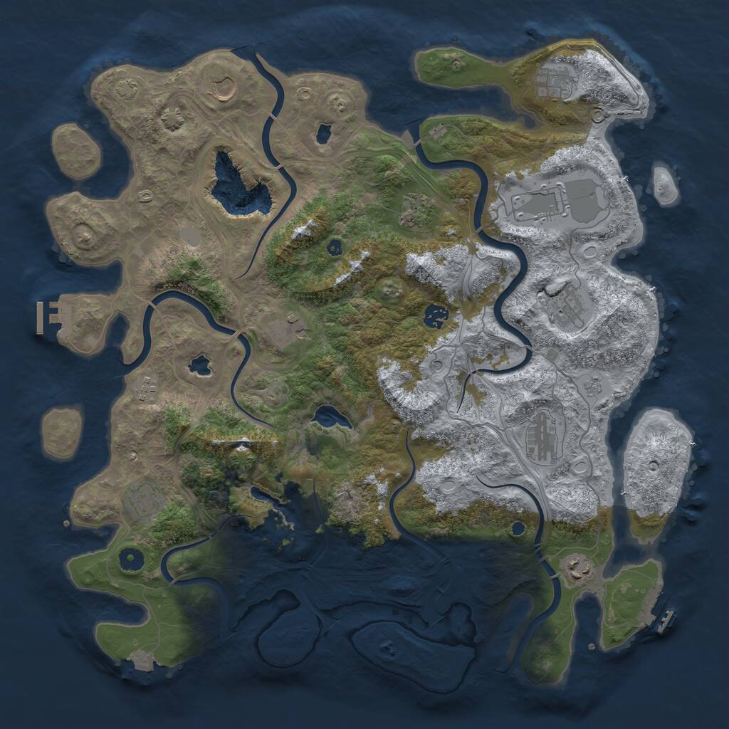 Rust Map: Procedural Map, Size: 4500, Seed: 105166073, 17 Monuments