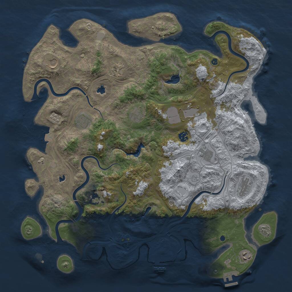 Rust Map: Procedural Map, Size: 4500, Seed: 2048090294, 17 Monuments