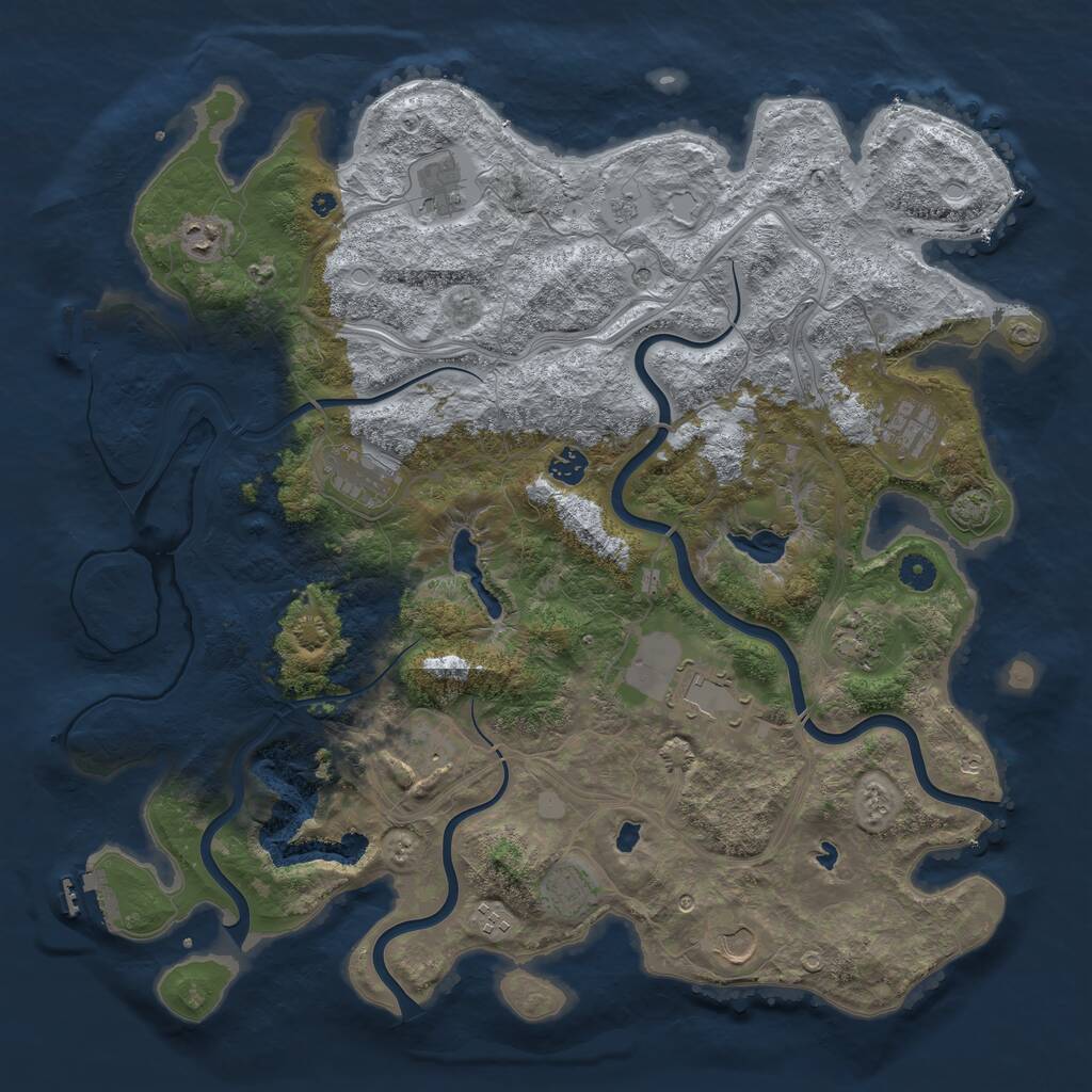 Rust Map: Procedural Map, Size: 4500, Seed: 1174127982, 17 Monuments