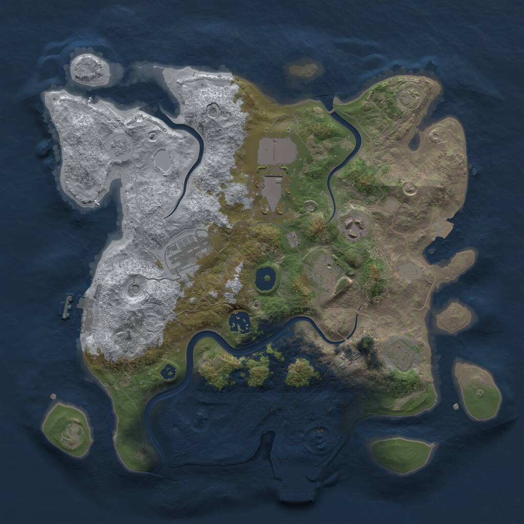 Rust Map: Procedural Map, Size: 3500, Seed: 601743758, 13 Monuments