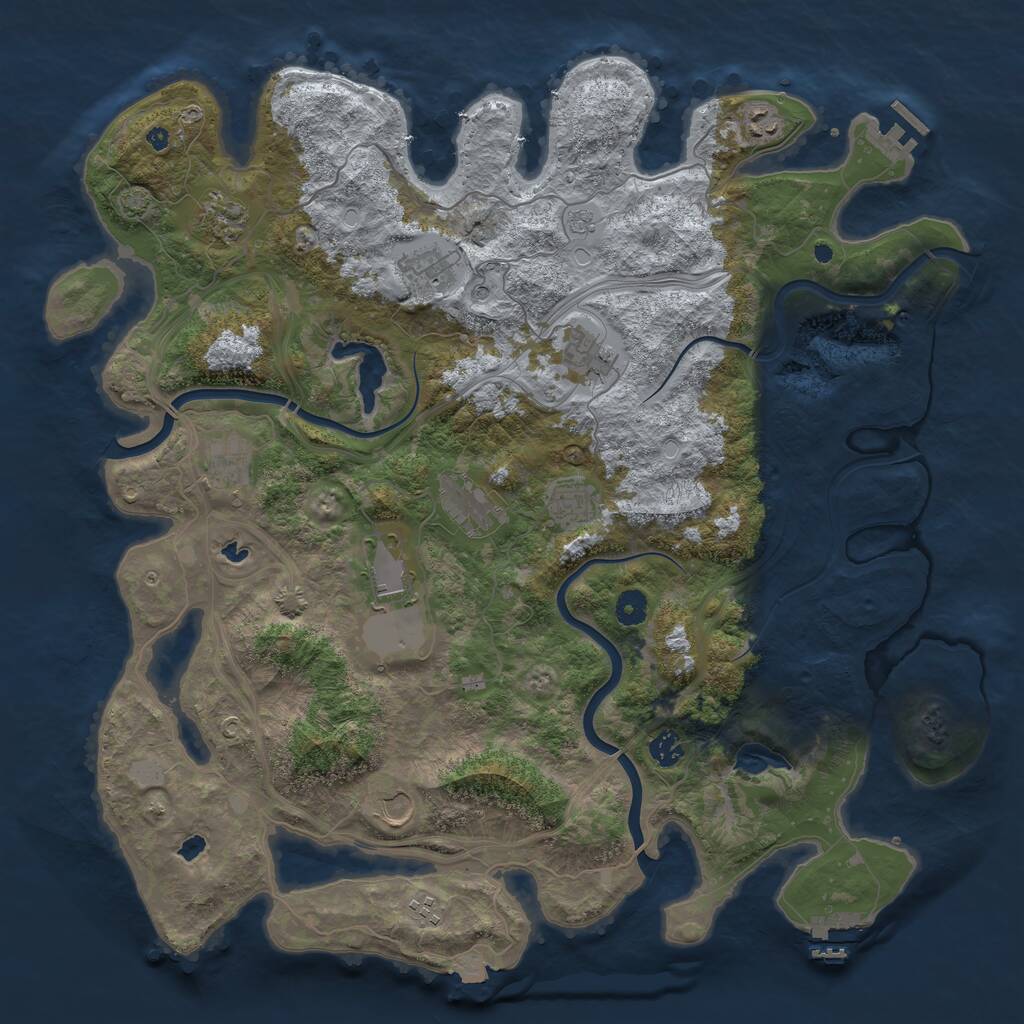 Rust Map: Procedural Map, Size: 4500, Seed: 603202430, 17 Monuments