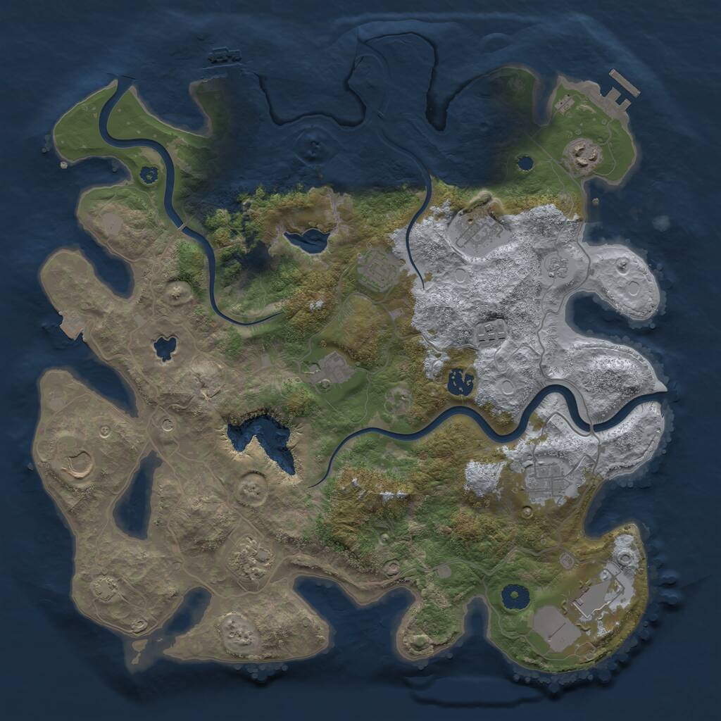 Rust Map: Procedural Map, Size: 4000, Seed: 481989, 16 Monuments