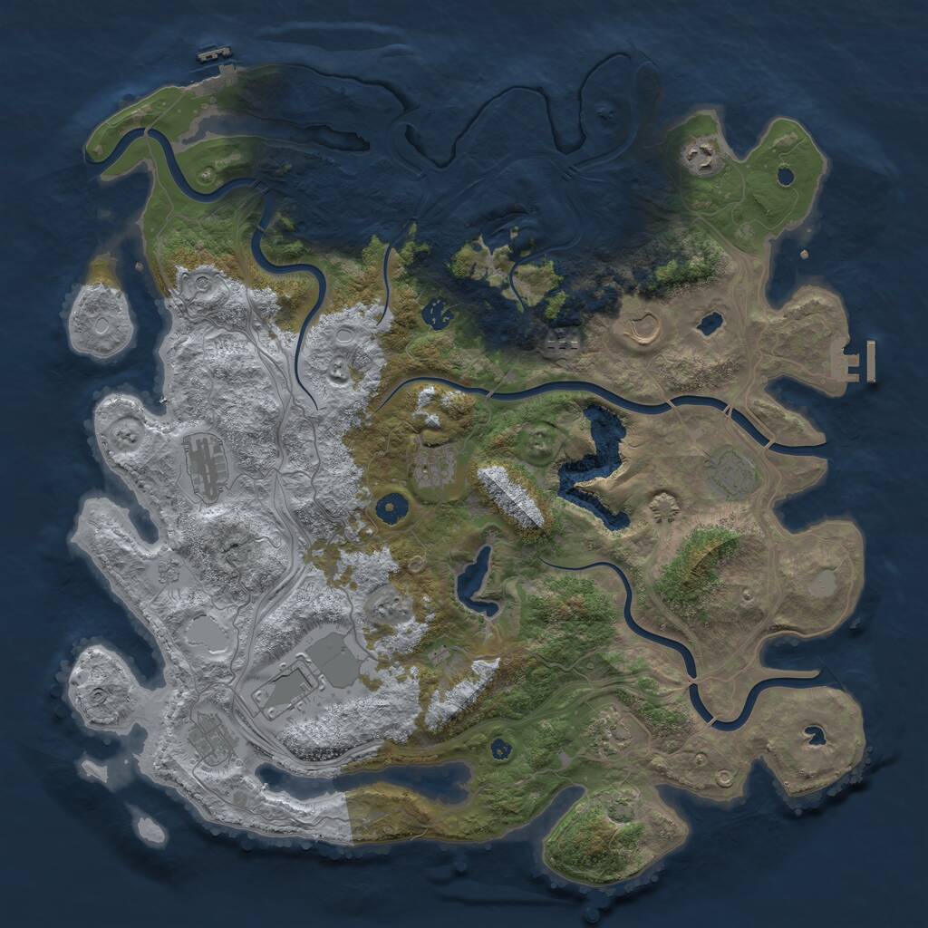 Rust Map: Procedural Map, Size: 4500, Seed: 1007761388, 16 Monuments