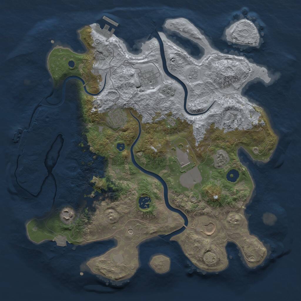 Rust Map: Procedural Map, Size: 3600, Seed: 3725, 15 Monuments