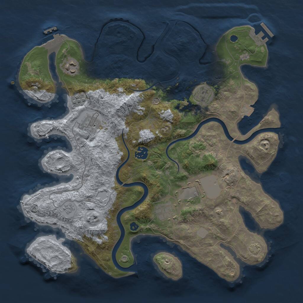 Rust Map: Procedural Map, Size: 3500, Seed: 601085, 13 Monuments