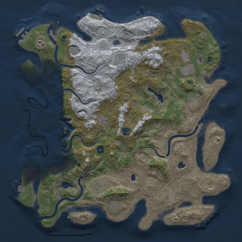Rust Map: Procedural Map, Size: 4500, Seed: 947365284, 17 Monuments