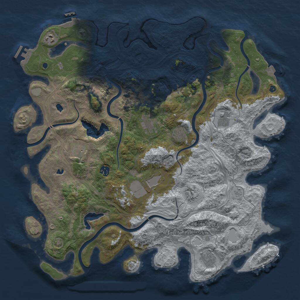 Rust Map: Procedural Map, Size: 4500, Seed: 1146254196, 16 Monuments