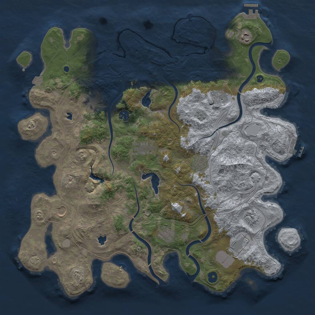 Rust Map: Procedural Map, Size: 4500, Seed: 520884992, 17 Monuments