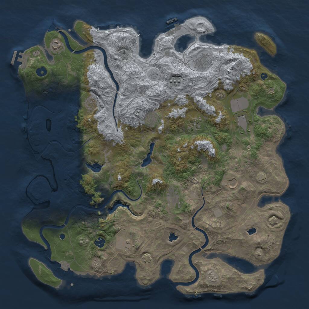 Rust Map: Procedural Map, Size: 4500, Seed: 1836709298, 17 Monuments