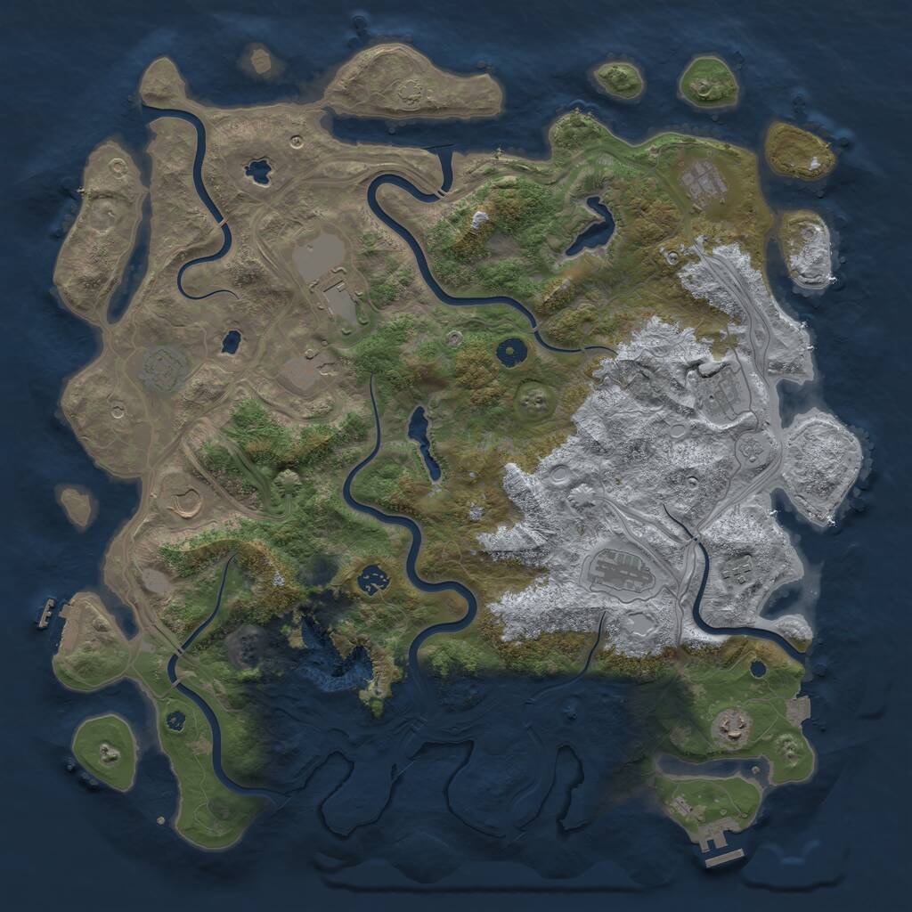Rust Map: Procedural Map, Size: 4700, Seed: 1865667427, 16 Monuments