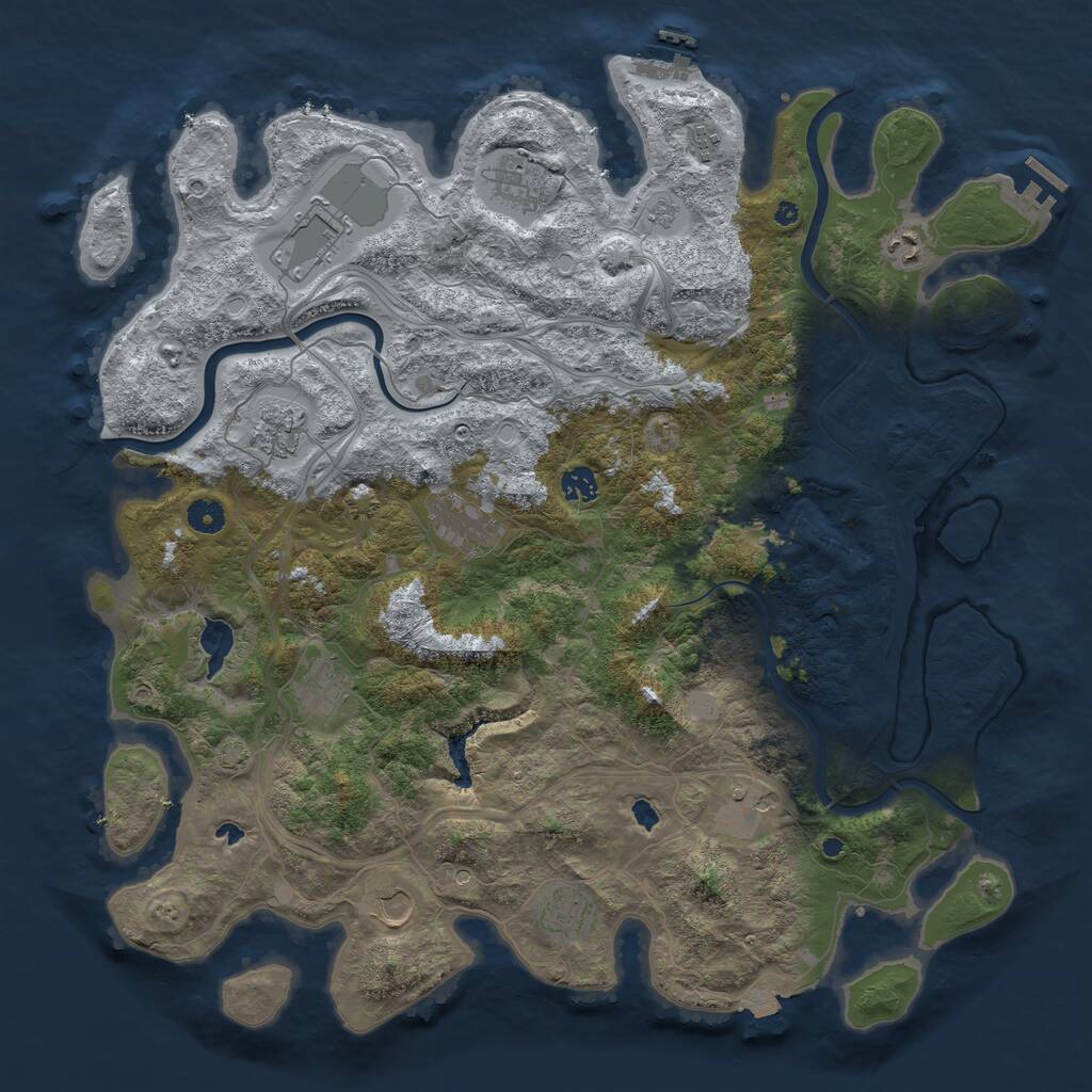 Rust Map: Procedural Map, Size: 4500, Seed: 398400507, 17 Monuments