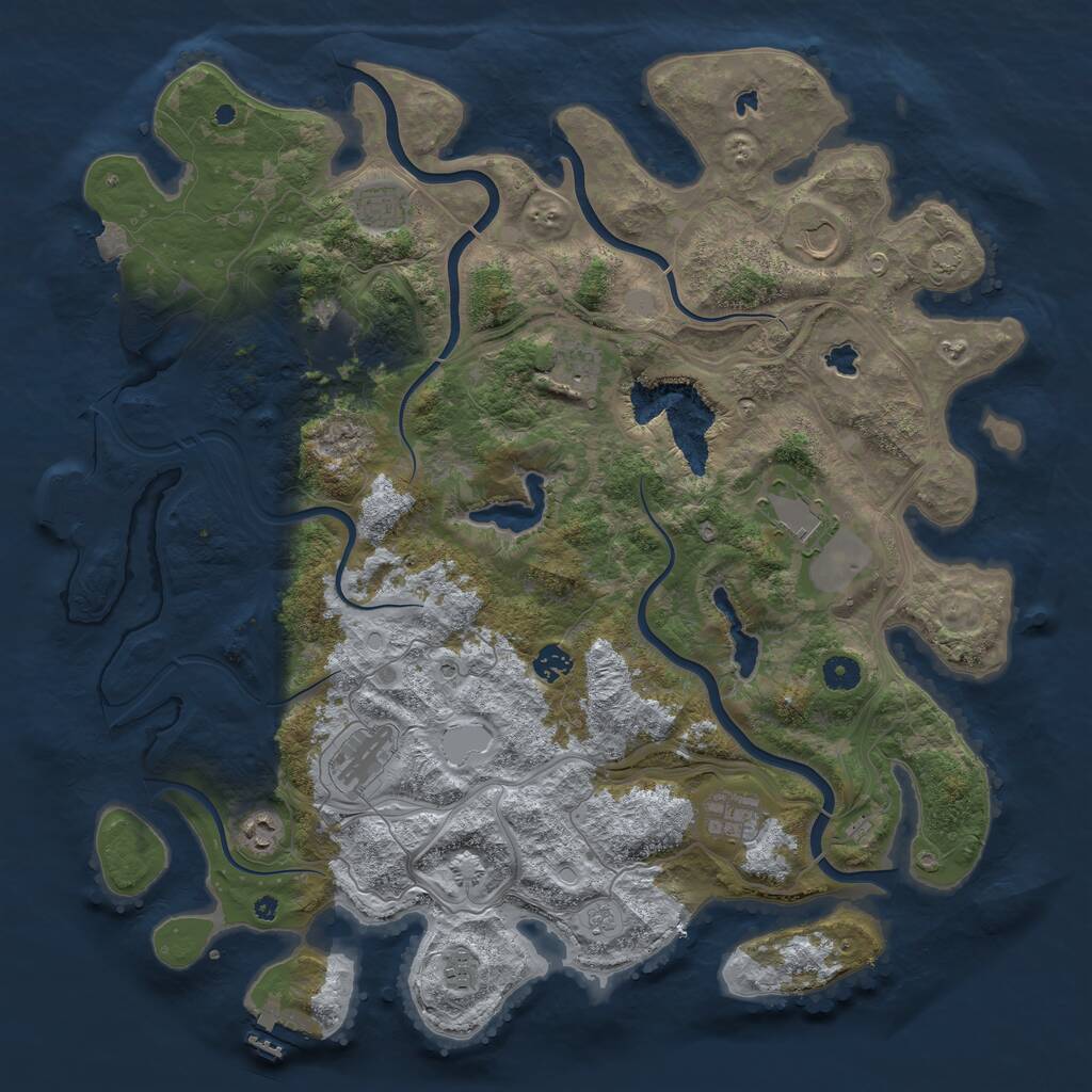 Rust Map: Procedural Map, Size: 4500, Seed: 218080548, 16 Monuments