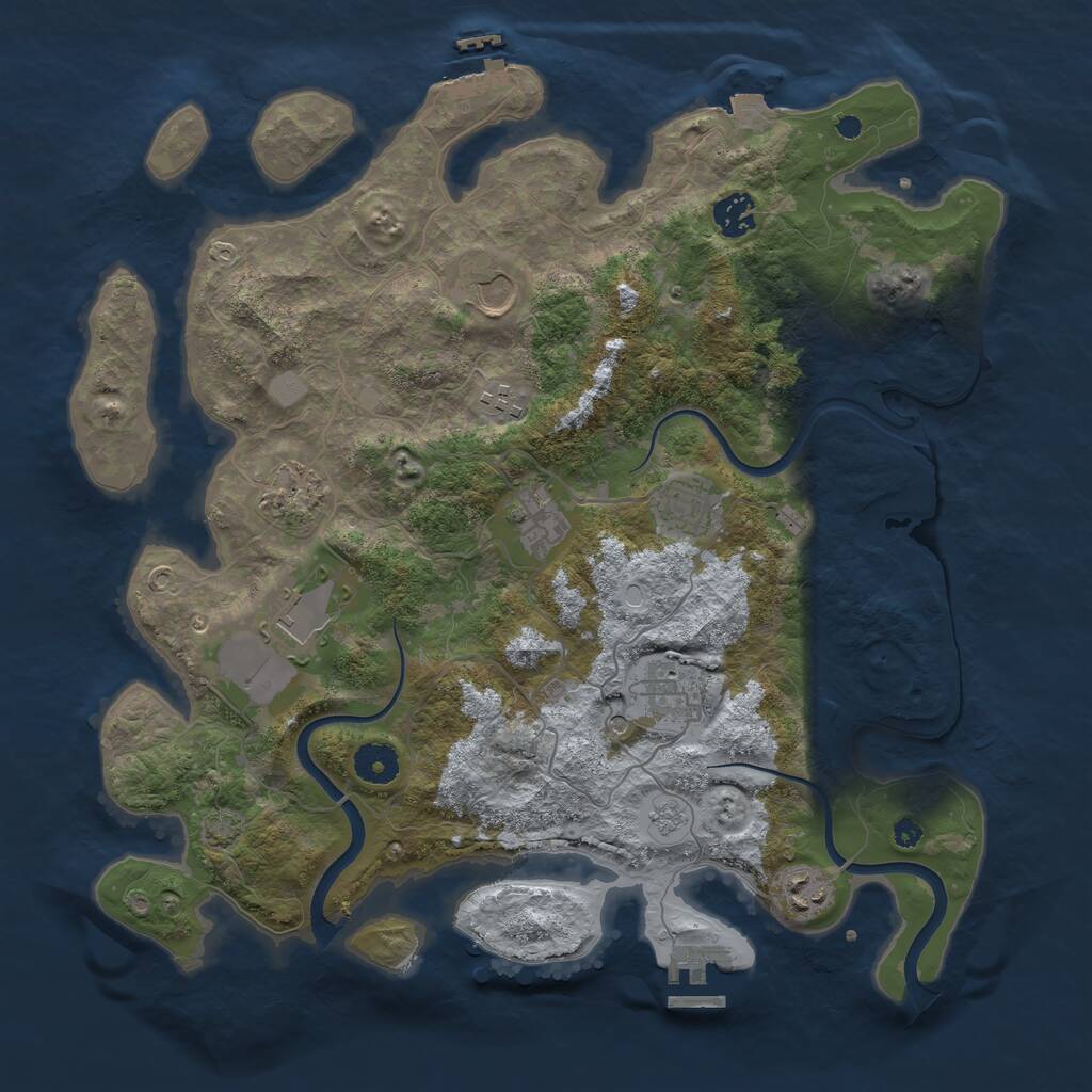 Rust Map: Procedural Map, Size: 3800, Seed: 83778687, 15 Monuments