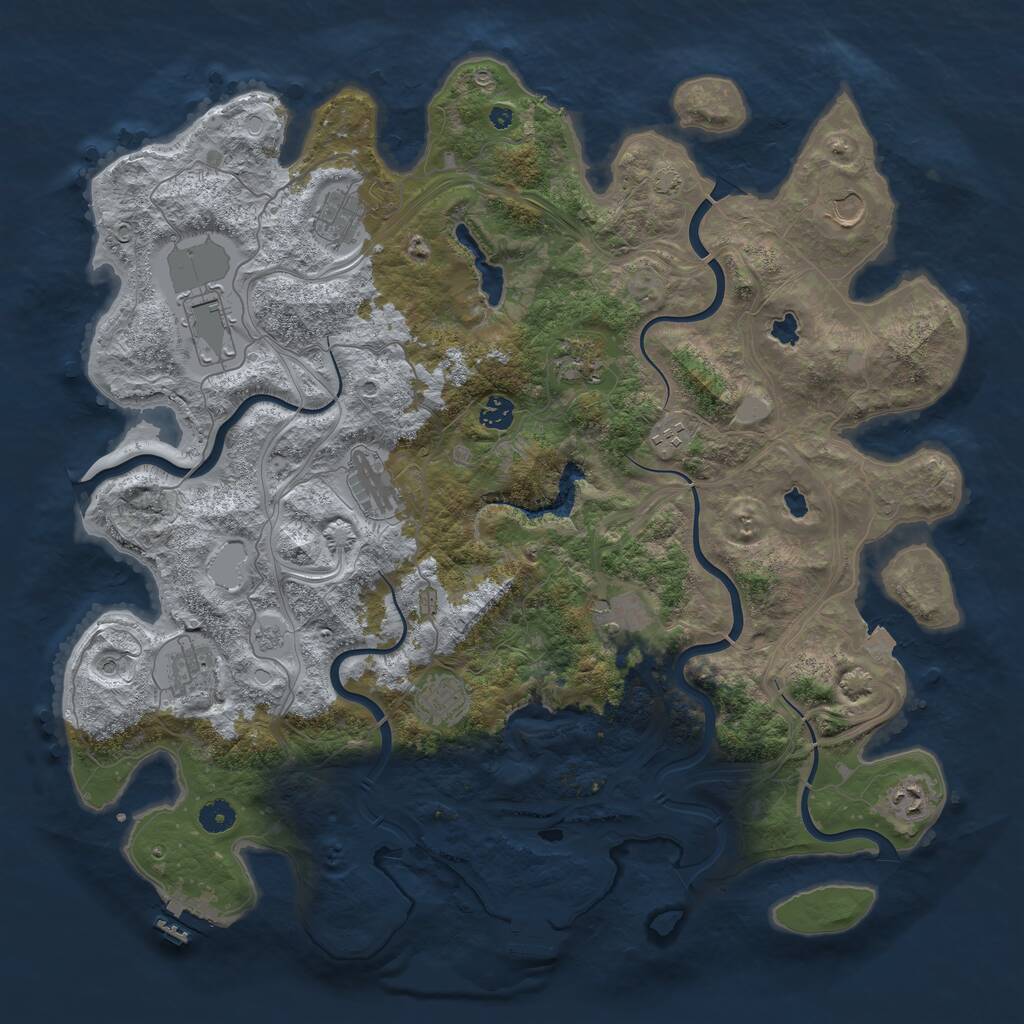 Rust Map: Procedural Map, Size: 4500, Seed: 1401453457, 17 Monuments