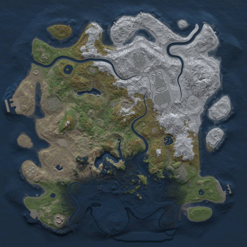 Rust Map: Procedural Map, Size: 4000, Seed: 998976111, 13 Monuments