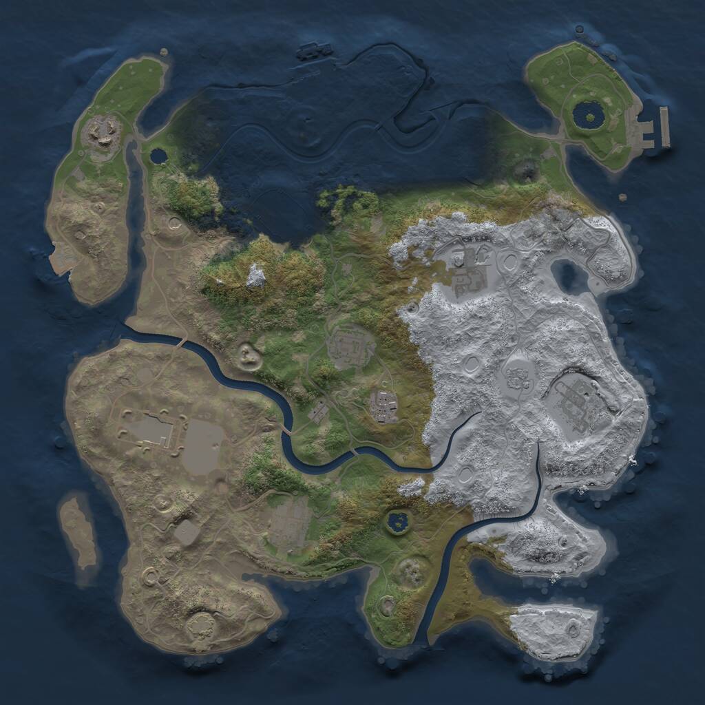 Rust Map: Procedural Map, Size: 3500, Seed: 659057435, 14 Monuments