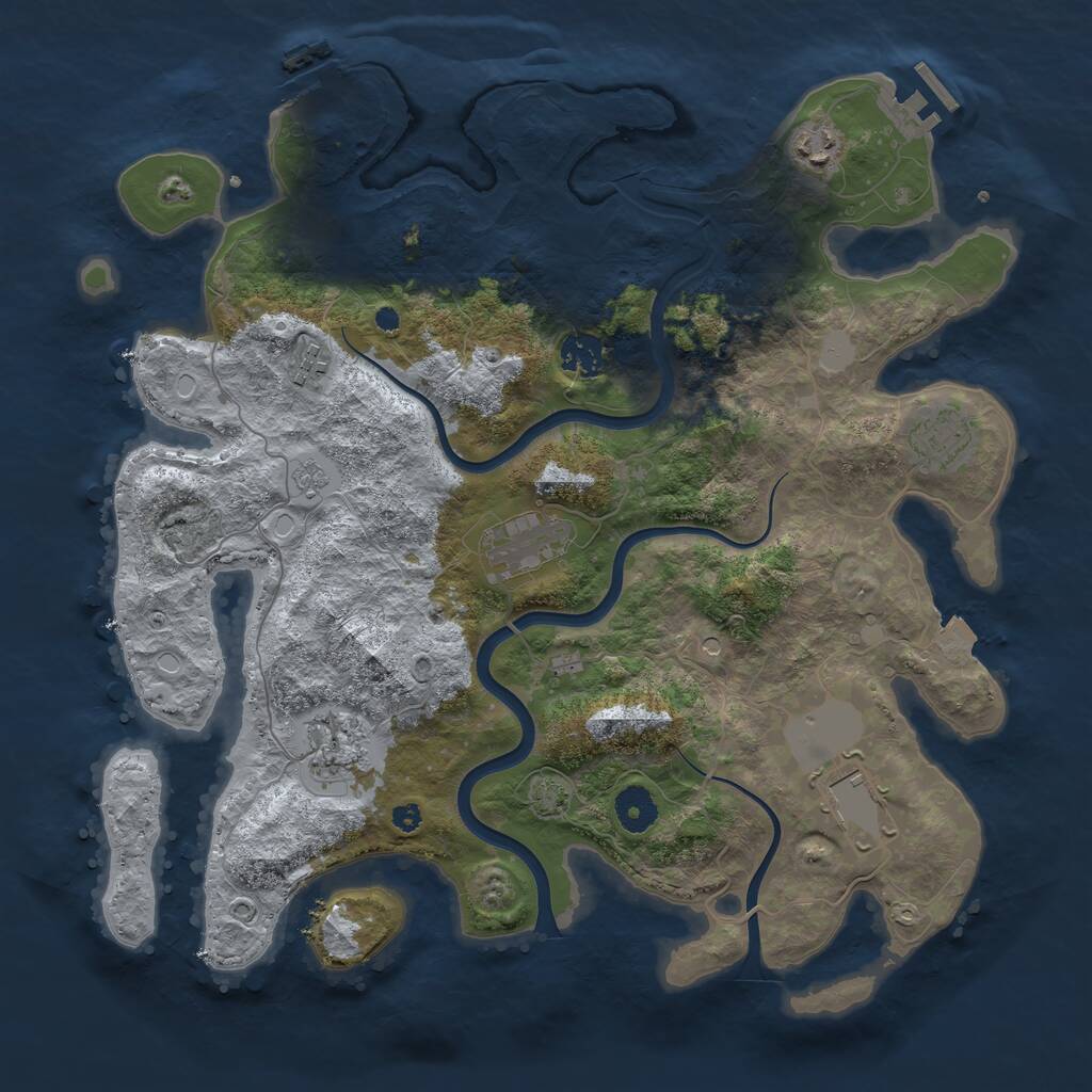 Rust Map: Procedural Map, Size: 3750, Seed: 187508953, 13 Monuments