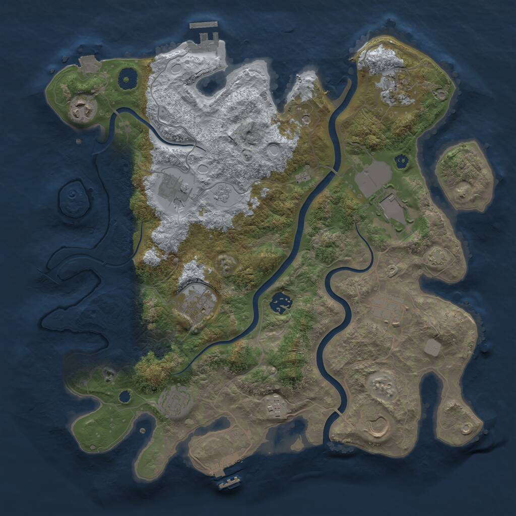 Rust Map: Procedural Map, Size: 3700, Seed: 204831258, 16 Monuments