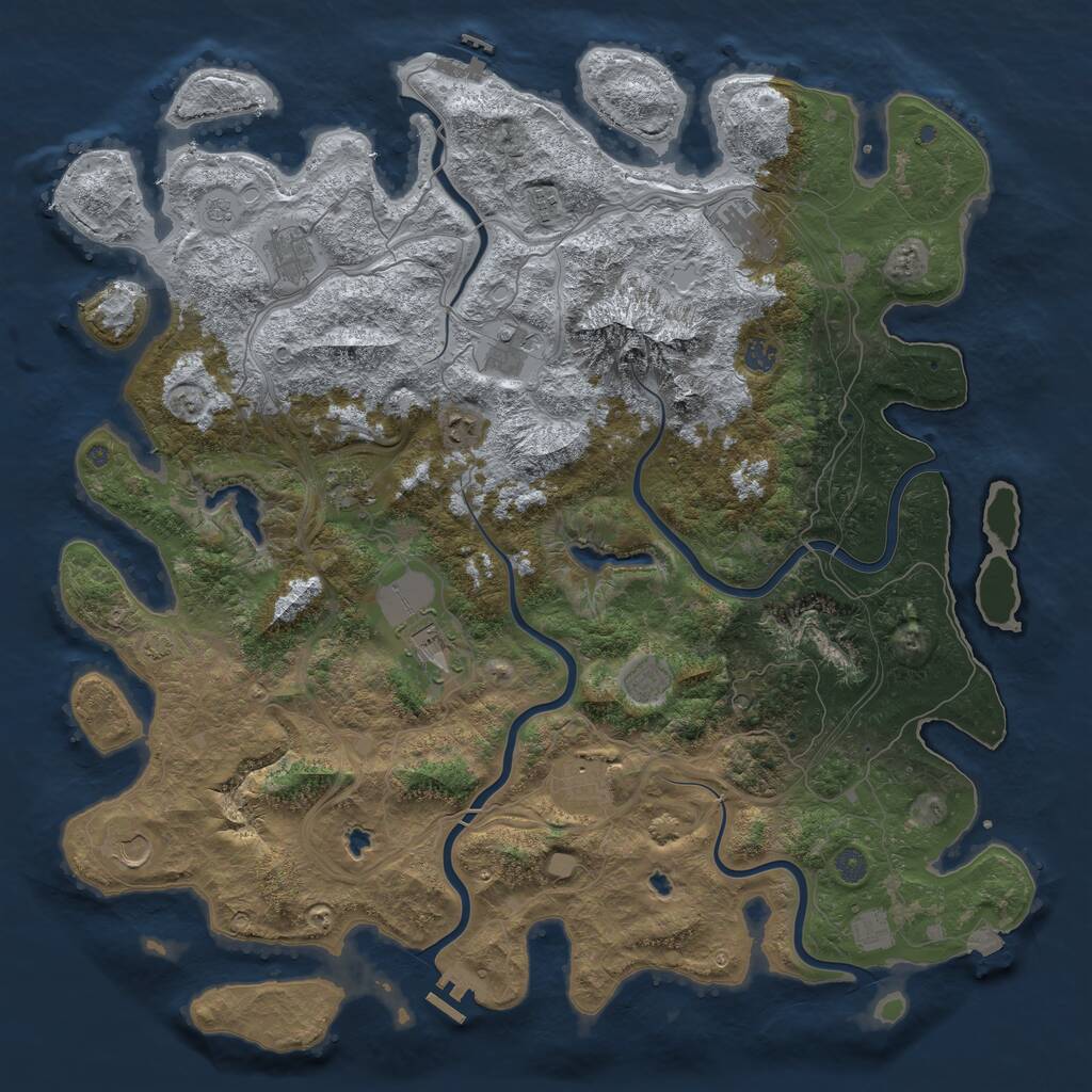 Rust Map: Procedural Map, Size: 5000, Seed: 3486748, 19 Monuments