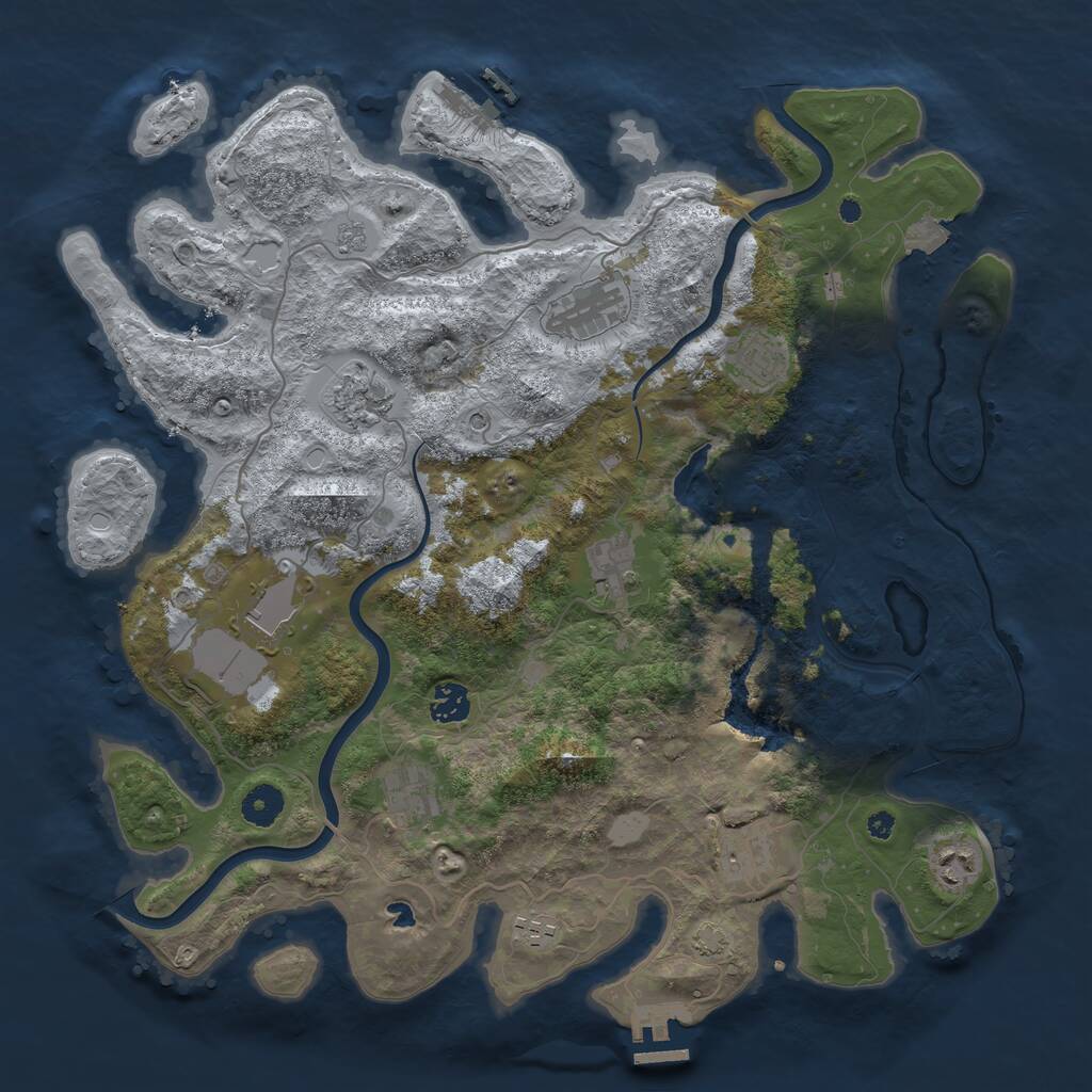 Rust Map: Procedural Map, Size: 4000, Seed: 158784068, 16 Monuments
