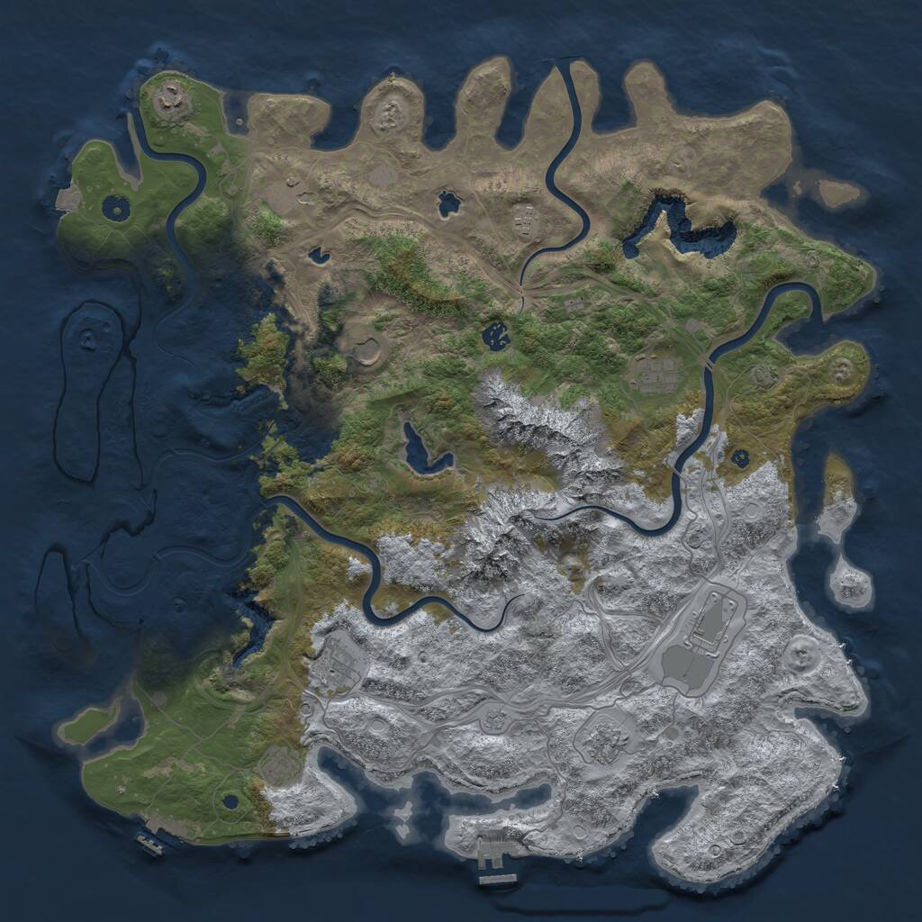 Rust Map: Procedural Map, Size: 5000, Seed: 7082025, 16 Monuments