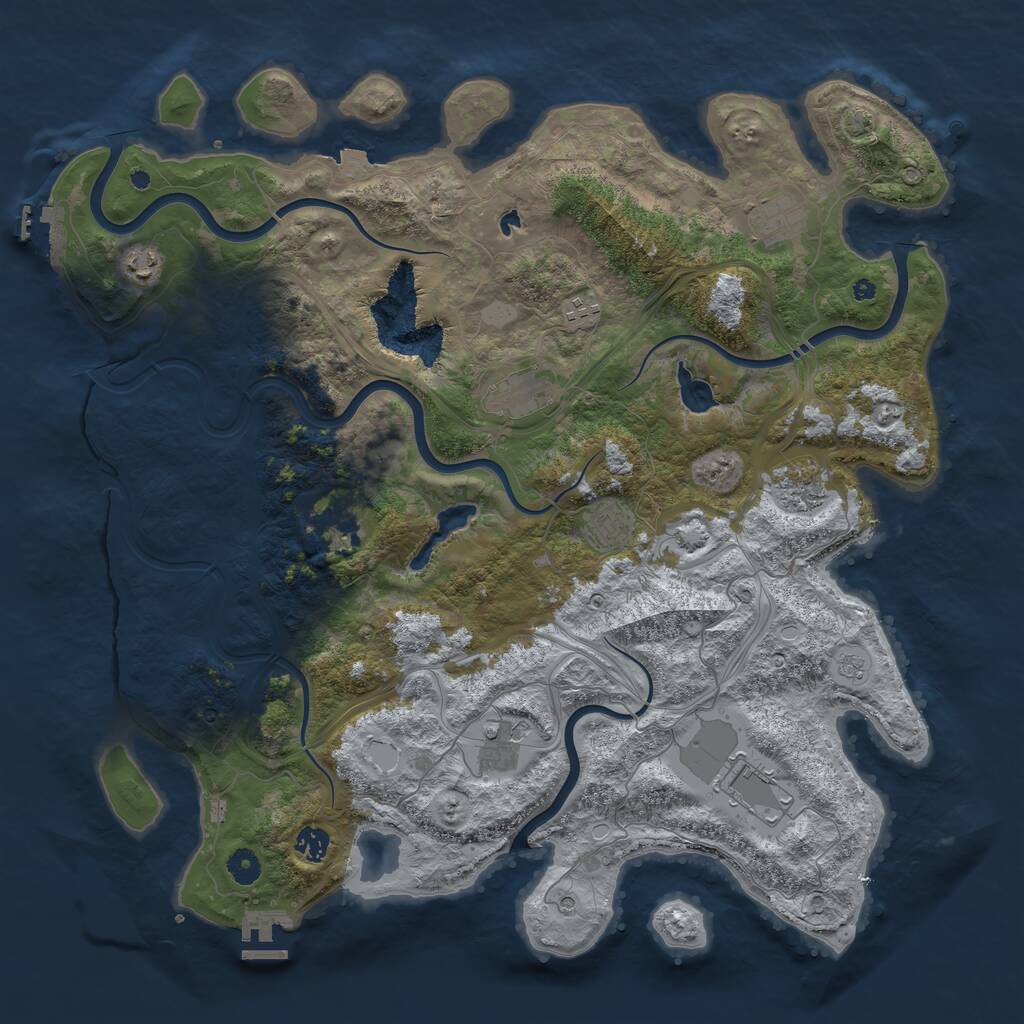 Rust Map: Procedural Map, Size: 4500, Seed: 7032025, 16 Monuments