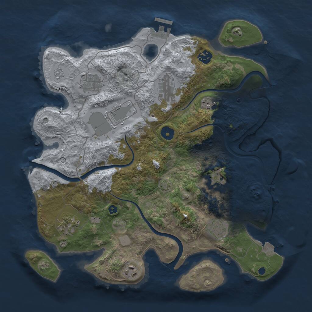Rust Map: Procedural Map, Size: 3500, Seed: 1713773196, 14 Monuments